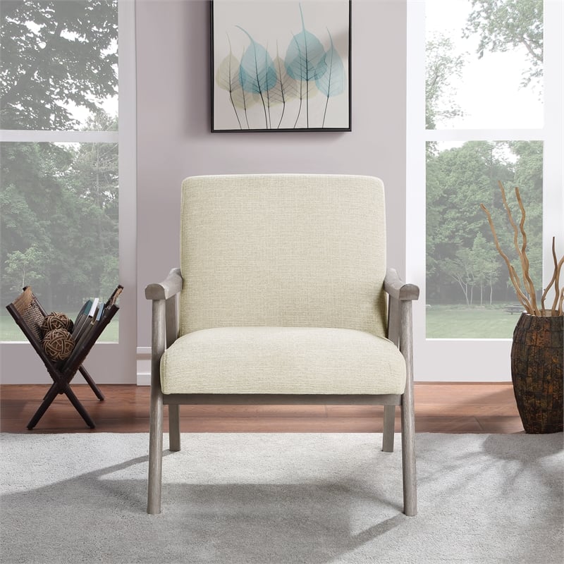 Weldon Armchair in Gray Fabric with Brushed Gray Finished Frame