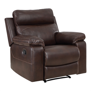 bryson recliner with espresso faux leather