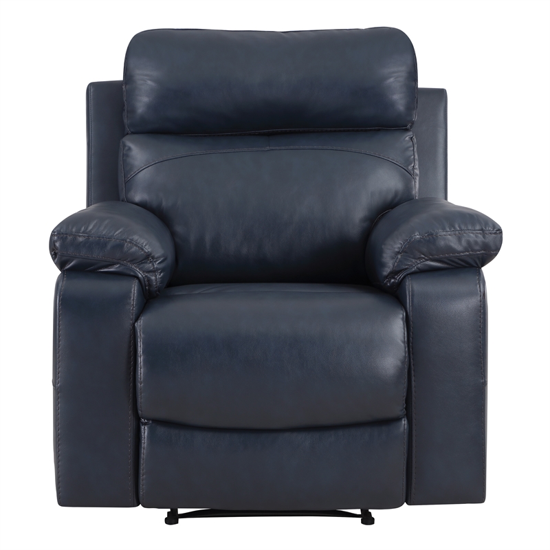 Bryson Recliner With Dark Navy Faux Leather