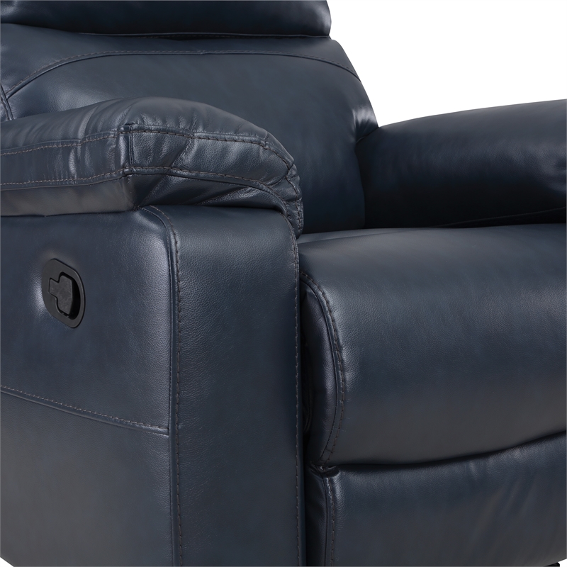 Bryson Recliner With Dark Navy Faux Leather