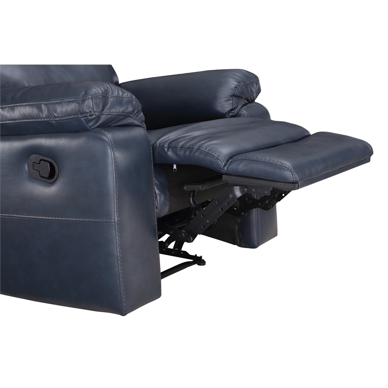 Bryson Recliner With Dark Navy Faux Leather