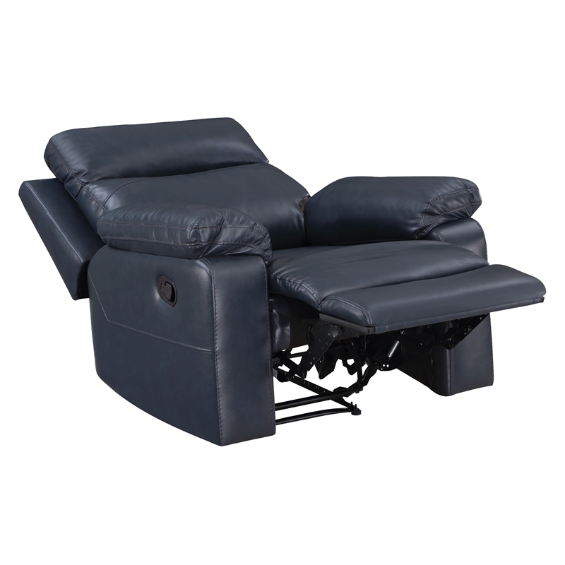 Bryson Recliner With Dark Navy Faux Leather