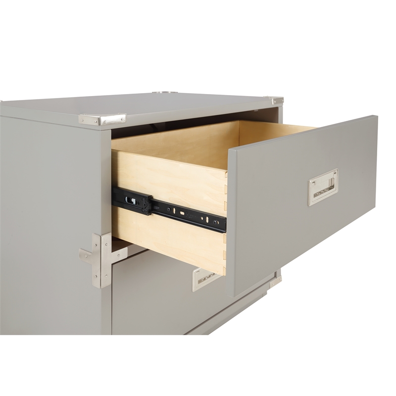 Wellington 2 Drawer Engineered Wood Cabinet in Gray