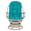 Lanai Rattan Swivel Rocker Chair in Blue Fabric with White Wash Frame