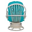 Lanai Rattan Swivel Rocker Chair in Blue Fabric with White Wash Frame