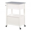Fairfax Engineered Wood Kitchen Cart with Granite Top and White Base