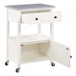 Fairfax Engineered Wood Kitchen Cart with Granite Top and White Base