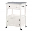 Fairfax Engineered Wood Kitchen Cart with Granite Top and White Base