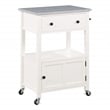 Fairfax Engineered Wood Kitchen Cart with Granite Top and White Base
