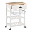 Hampton Engineered Wood Kitchen Cart With Wood Top and White Base