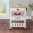 Hampton Engineered Wood Kitchen Cart With Wood Top and White Base