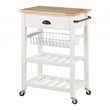 Hampton Engineered Wood Kitchen Cart With Wood Top and White Base