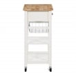 Hampton Engineered Wood Kitchen Cart With Wood Top and White Base