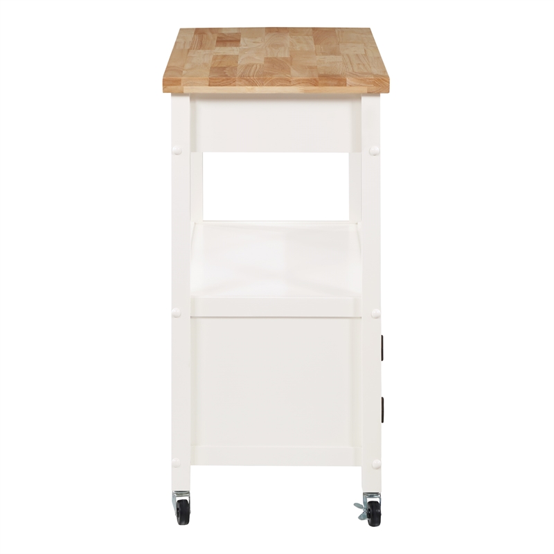 Radford Engineered Wood  Kitchen Cart with Wood Top and White Base