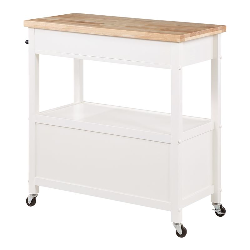 Radford Engineered Wood  Kitchen Cart with Wood Top and White Base