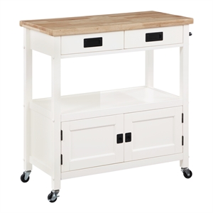 Radford Engineered Wood  Kitchen Cart with Wood Top and White Base