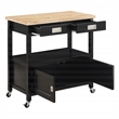 Radford Engineered Wood Kitchen Cart with Wood Top and Black Base