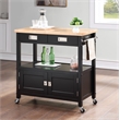 Radford Engineered Wood Kitchen Cart with Wood Top and Black Base