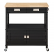 Radford Engineered Wood Kitchen Cart with Wood Top and Black Base