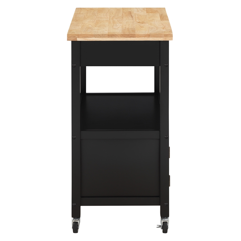 Radford Engineered Wood Kitchen Cart with Wood Top and Black Base