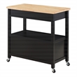Radford Engineered Wood Kitchen Cart with Wood Top and Black Base