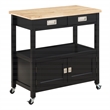 Radford Engineered Wood Kitchen Cart with Wood Top and Black Base