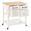 Stafford Engineered Wood Kitchen Cart with Wood Top and White Base