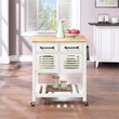 Stafford Engineered Wood Kitchen Cart with Wood Top and White Base