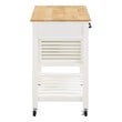 Stafford Engineered Wood Kitchen Cart with Wood Top and White Base