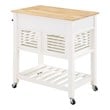Stafford Engineered Wood Kitchen Cart with Wood Top and White Base