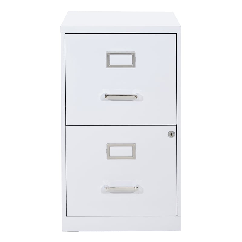 2 Drawer Locking Metal File Cabinet in White
