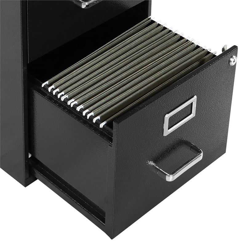 2 Drawer Locking Metal File Cabinet in Black