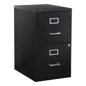 2 Drawer Locking Metal File Cabinet in Black