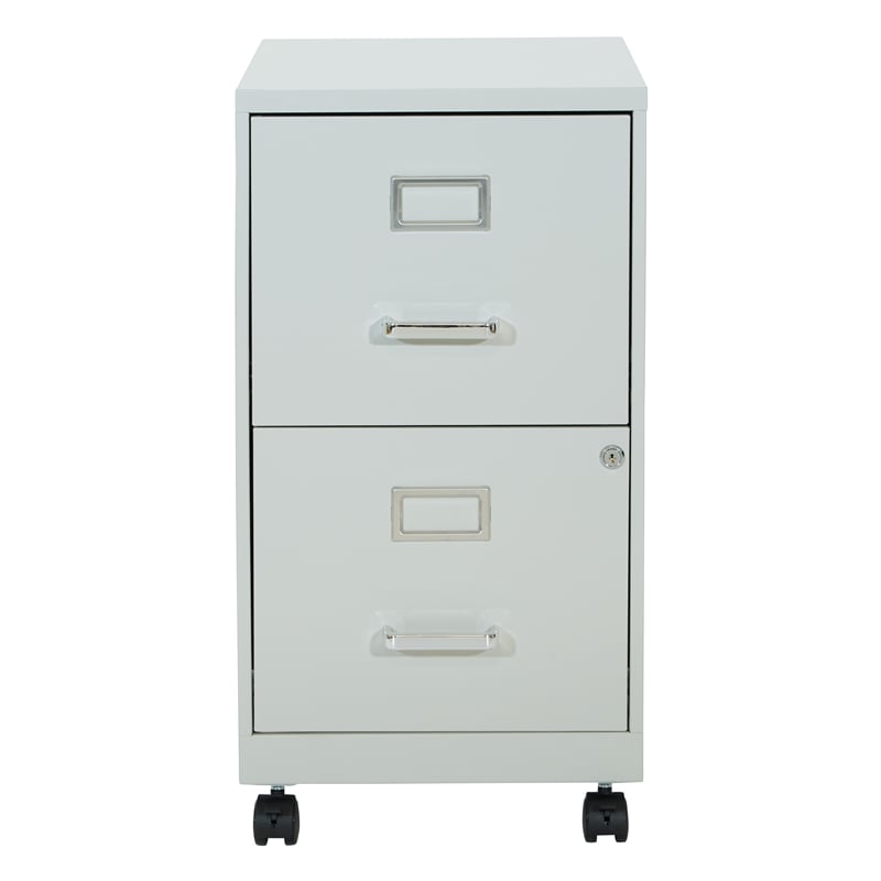 2 Drawer Mobile Locking Metal File Cabinet in Gray