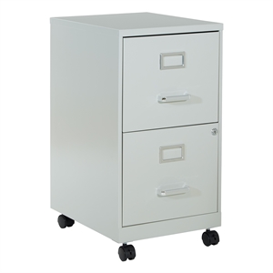 2 drawer mobile locking metal file cabinet in gray