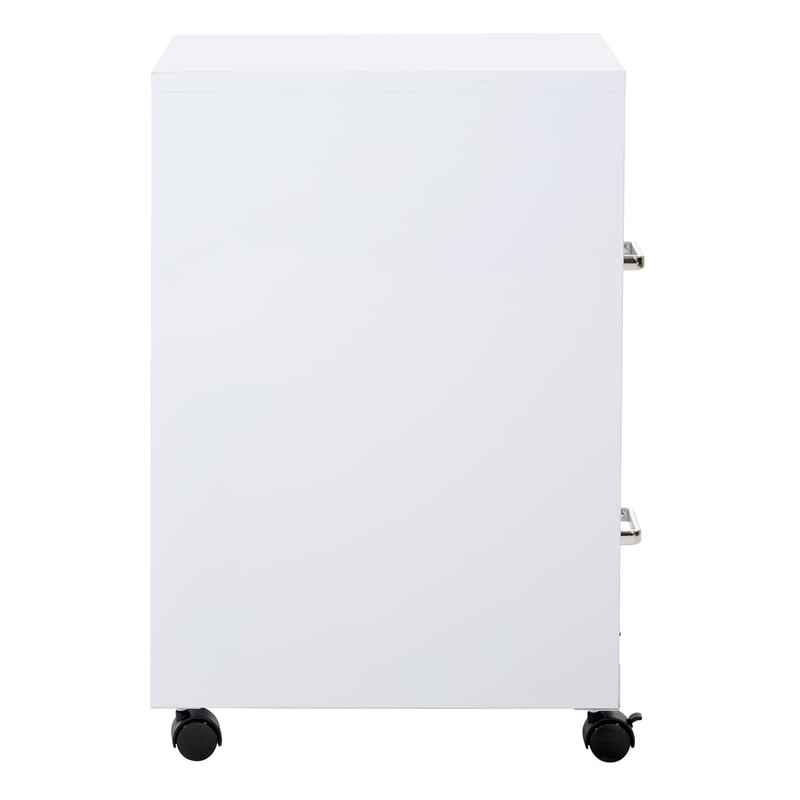 2 Drawer Mobile Locking Metal File Cabinet in White