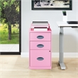 3 Drawer Locking Metal File Cabinet w/ Top Shelf in Pink