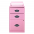 3 Drawer Locking Metal File Cabinet w/ Top Shelf in Pink