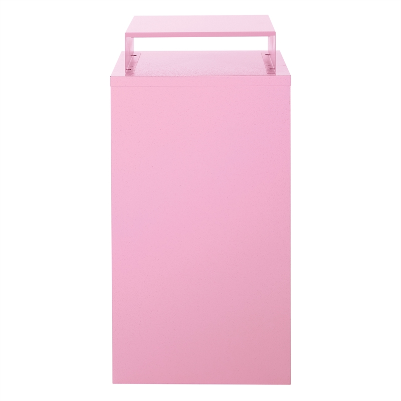3 Drawer Locking Metal File Cabinet w/ Top Shelf in Pink