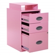 3 Drawer Locking Metal File Cabinet w/ Top Shelf in Pink