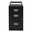 3 Drawer Locking Metal File Cabinet w/ Top Shelf in Black