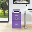 3 Drawer Locking Metal File Cabinet w/ Top Shelf in Purple
