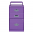 3 Drawer Locking Metal File Cabinet w/ Top Shelf in Purple