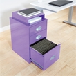 3 Drawer Locking Metal File Cabinet w/ Top Shelf in Purple
