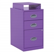 3 Drawer Locking Metal File Cabinet w/ Top Shelf in Purple