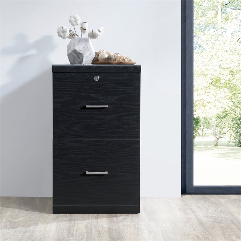 Alpine 2-Drawer Engineered Wood  Vertical File with Lockdowel  in Black