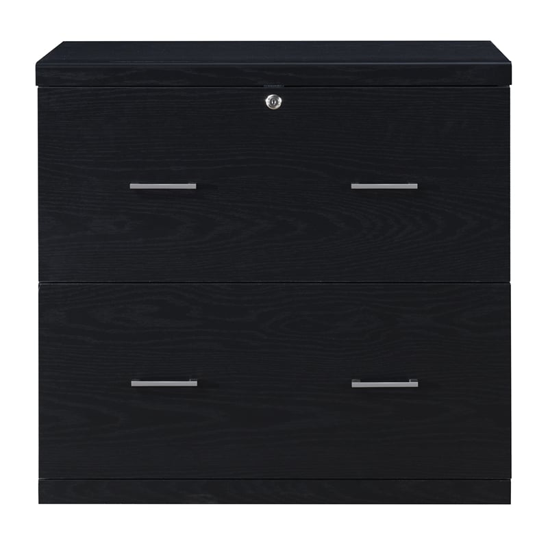 Alpine 2-Drawer Engineered Wood Lateral File with Lockdowel  in Black Finish