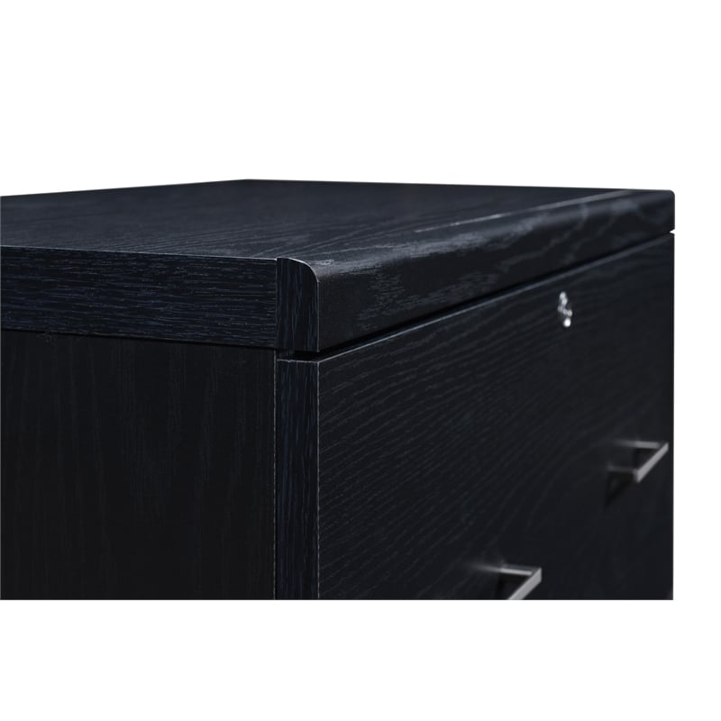 Alpine 2-Drawer Engineered Wood Lateral File with Lockdowel  in Black Finish