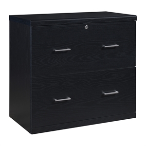 alpine 2-drawer engineered wood lateral file with lockdowel  in black finish