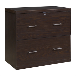 alpine 2-drawer engineered wood lateral file with lockdowel in espresso finish